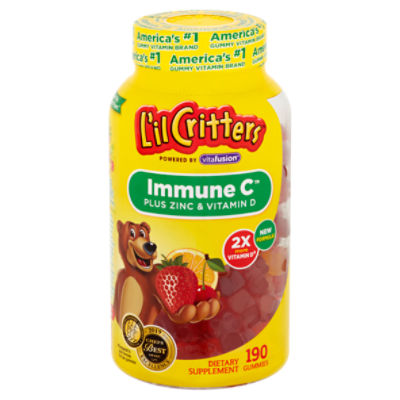 Vitafusion L'il Critters Immune C Plus Zinc & Vitamin D Gummies, 190 count