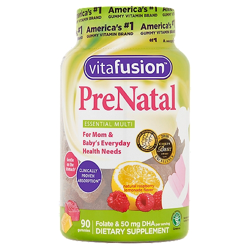 Vitafusion PreNatal Essential Multi Natural Raspberry Lemonade Flavor Gummies, 90 count