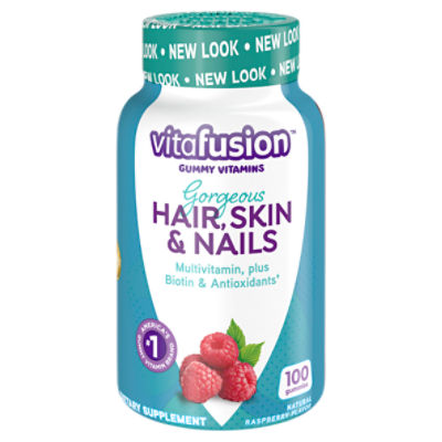 Vitafusion Gorgeous Hair, Skin & Nails Natural Raspberry Flavor Dietary Supplement, 100 count, 100 Each