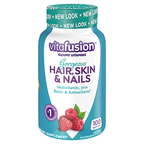 Vitafusion Gorgeous Hair, Skin & Nails Natural Raspberry Flavor Dietary Supplement, 100 count