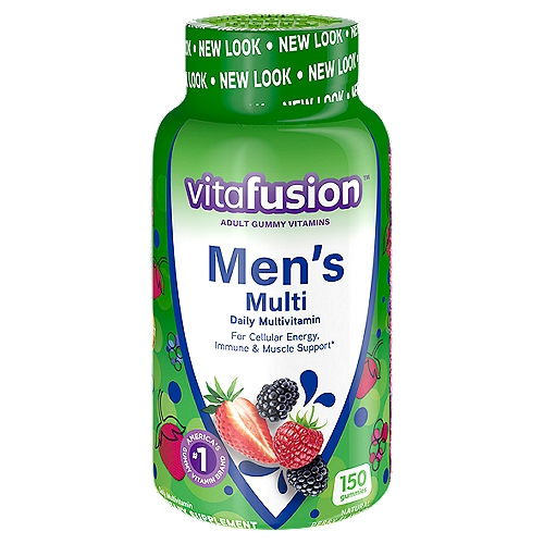 Vitafusion Men's Powerful Multi Natural Berry Flavors Gummies, 150 count
Complete Multivitamin Dietary Supplement

For cellular energy, immune & muscle support*
*These statements have not been evaluated by the Food and Drug Administration. This product is not intended to diagnose, treat, cure or prevent any disease.

1.5x more D3††
††Versus prior formula

Clinically proven absorption∞
∞For vitamins C and D

American Culinary Chefsbest - ChefsBest.com
Chefs Best Award - 2018 Excellence
The ChefsBest® Excellence Award is awarded to brands that surpass quality standards established by independent professional chefs.