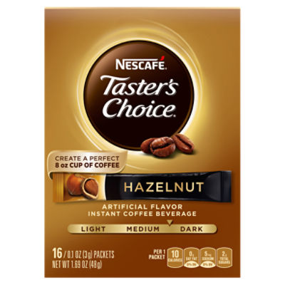 Nescafé Taster's Choice Hazelnut Medium Instant Coffee, 0.1 oz, 16 count, 1.69 Ounce