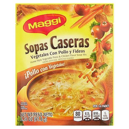 Maggi Home-Style Vegetable Pasta & Chicken Flavor Soup Mix, 3.24 oz