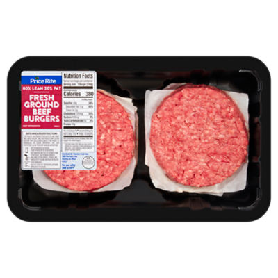 PriceRite Fresh Ground Beef Burgers, 80 Lean, 20 Fat Price Rite