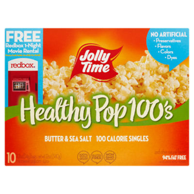 Jolly Time Healthy Pop 100's Butter & Sea Salt Microwave Popcorn, 1.2 oz, 10 count