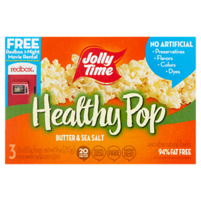 Jolly Time Healthy Pop Butter & Sea Salt Microwave Popcorn, 3 oz, 3 count