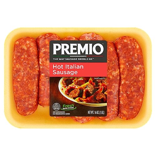 Premio Hot Italian Sausage, 6 count, 16 oz