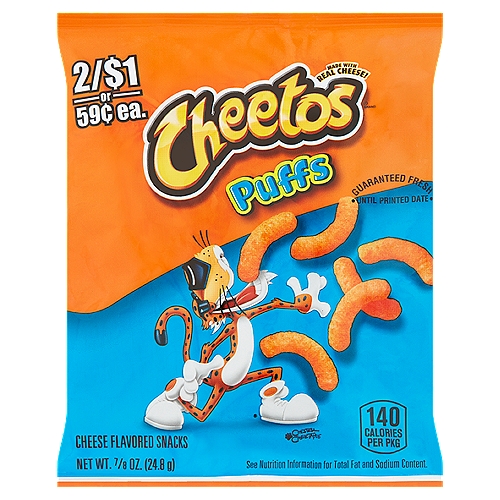 Cheetos Puffs, Cheese Flavored Snacks, 7/8 Oz