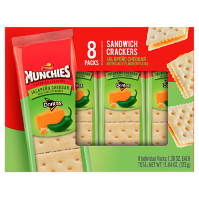 Munchies Sandwich Crackers Jalapeno Cheddar Artificially Flavored 1.38 Oz 8  Count