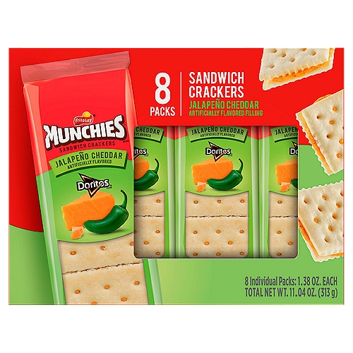Munchies Sandwich Crackers Jalapeno Cheddar Artificially Flavored 1.38 Oz 8  Count