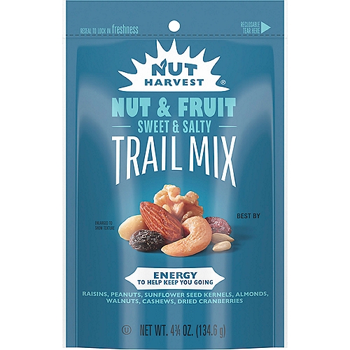 Nut Harvest Nut & Fruit Trail Mix, Sweet & Salty, 4 3/4 Oz