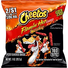 Cheetos Crunchy Cheese Flavored Snacks, Flamin' Hot Flavored, 1 Oz