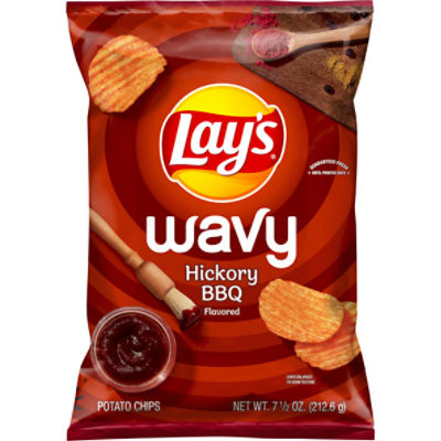 Lay's Wavy Potato Chips, Hickory BBQ Flavored, 7 1/2 Oz