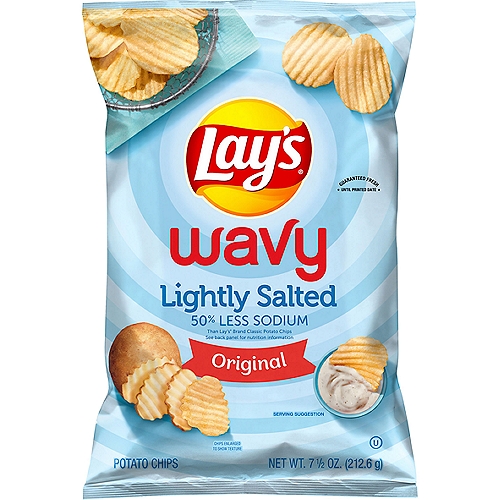 Lay's Wavy Lightly Salted Potato Chips, Original, 7 1/2 Oz