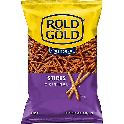 ROLD GOLD Original Sticks Pretzels, 16 oz
Between the one-of-a-kind flavor & crispy texture of ROLD GOLD pretzels, you'll fall in love with this baked snack. Try them with peanut butter, hummus or on their own to take your break to a whole new level!

KOSHER | Delicious pretzel sticks that are great for dipping | Bag size is perfect for stocking up the pantry. | Deliciously baked pretzel snack.