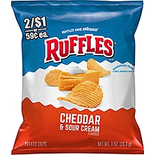 Ruffles Potato Chips, Cheddar & Sour Cream Flavored, 1 Oz