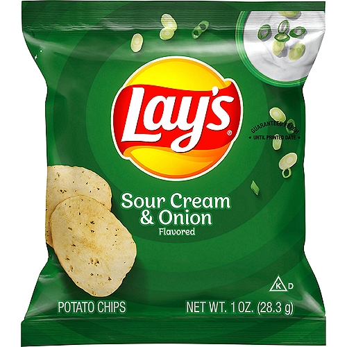 Lay's Potato Chips, Sour Cream & Onion Flavored, 1 Oz