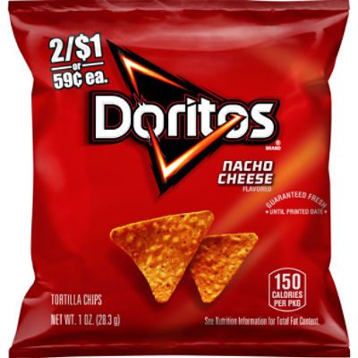 Doritos Nacho Cheese Flavored Tortilla Chips, 1 oz