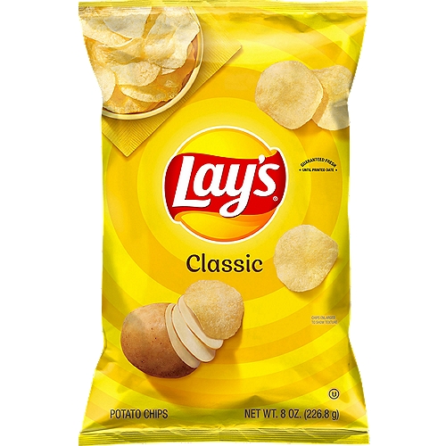 Lay's Classic Potato Chips, 8 oz
Crispy, Yummy, Deliciously and Tasty