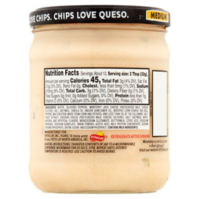 Tostitos Medium Queso Blanco Dip, 15 oz