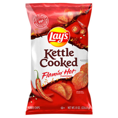 Lay's Kettle Cooked Flamin' Hot Flavored Potato Chips, 8 oz