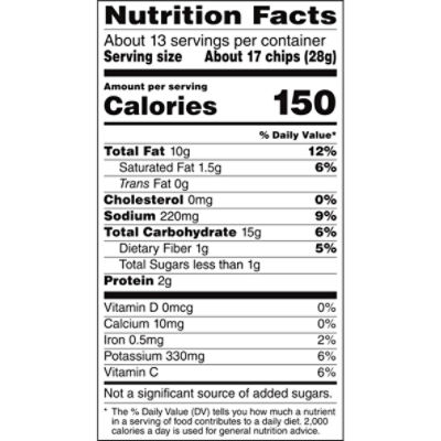 lays salt and vinegar chips nutrition facts