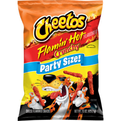 Cheetos Crunchy Cheese Flavored Snacks, Flamin' Hot Flavored, 15 Oz, Party Size, 15 Ounce