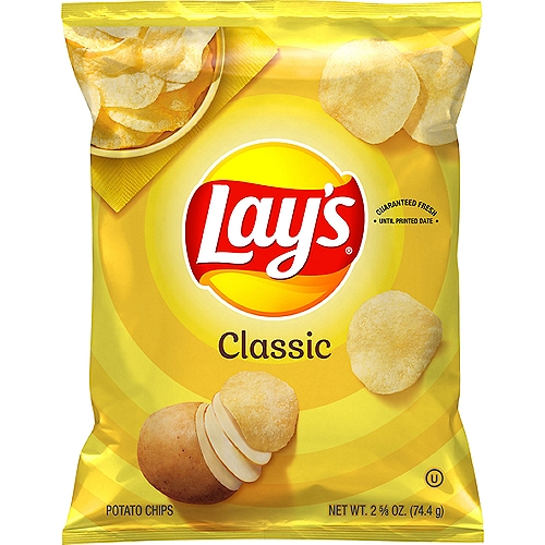 Lay's Classic Potato Chips, 2 5/8 oz
Wherever celebrations and good times happen, the LAY'S brand will be there just as it has been for more than 75 years. With flavors almost as rich as our history, we have a chip or crisp flavor guaranteed to bring a smile on your face.