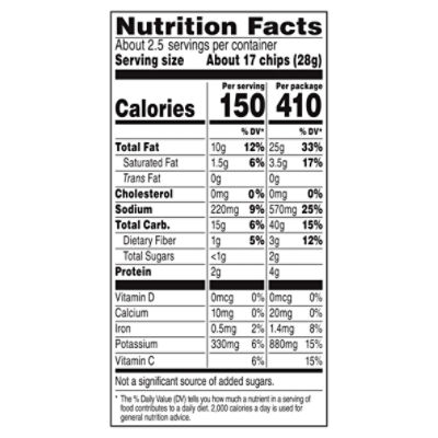 lays salt and vinegar chips nutrition facts