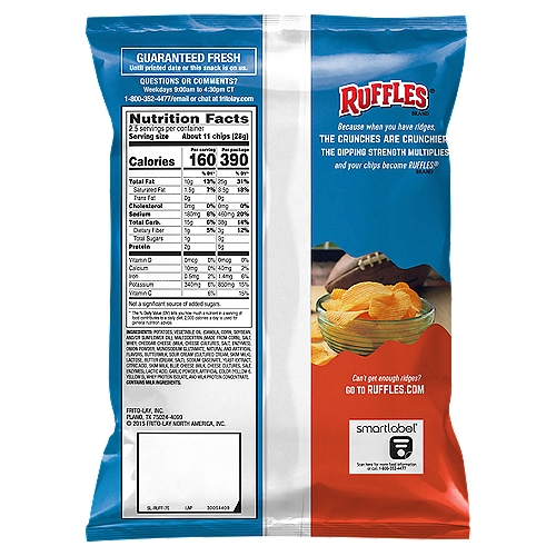 Ruffles Potato Chips Cheddar Sour
