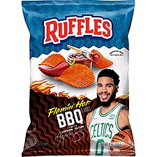 Ruffles Flamin' Hot BBQ Flavored, Potato Chips, 8 Ounce