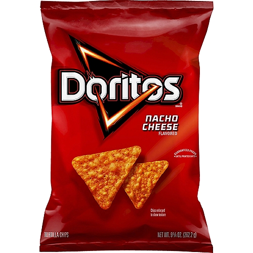 Doritos Tortilla Chips Nacho Cheese Flavored 9 1/4 Oz
The Doritos brand is all about boldness. If you're up to the challenge, grab a bag of Doritos tortilla chips and get ready to make some memories you won't soon forget. It's a bold experience in snacking and beyond.