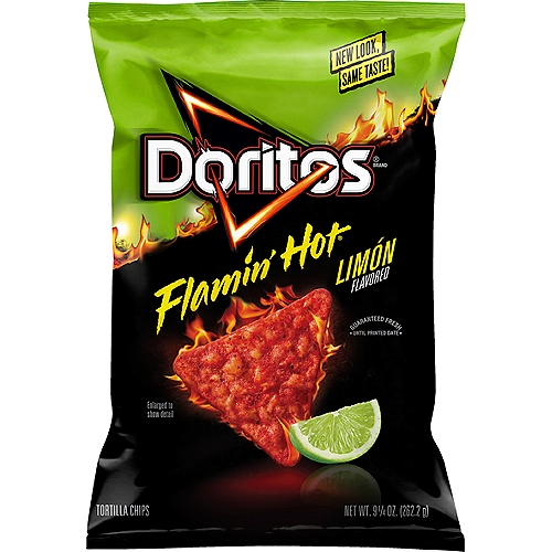 Doritos Flavored Tortilla Chips Flamin' Hot Limon 9.25 Oz
The Doritos brand is all about boldness. If you're up to the challenge, grab a bag of Doritos tortilla chips and get ready to make some memories you won't soon forget. It's a bold experience in snacking and beyond.

Limon... So Flamin' Hot® Right Now!