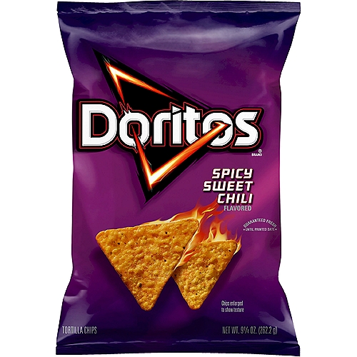 Doritos Tortilla Chips Spicy Sweet Chili Flavored 9 1/4 Oz
The Doritos brand is all about boldness. If you're up to the challenge, grab a bag of Doritos tortilla chips and get ready to make some memories you won't soon forget. It's a bold experience in snacking and beyond.