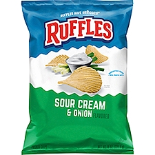Ruffles Sour Cream & Onion, Potato Chips, 8 Ounce