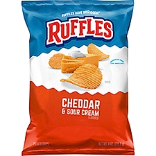 Ruffles Cheddar & Sour Cream Flavored, Potato Chips, 8 Ounce