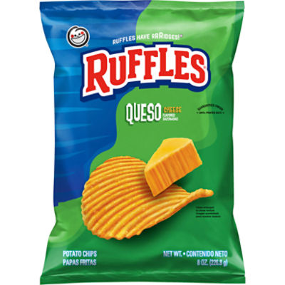 Ruffles Queso Cheese Flavored Potato Chips, 8 oz