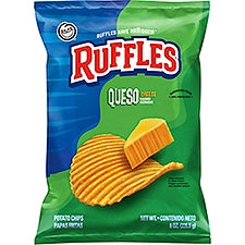 Ruffles Queso Cheese Flavored, Potato Chips, 8 Ounce
