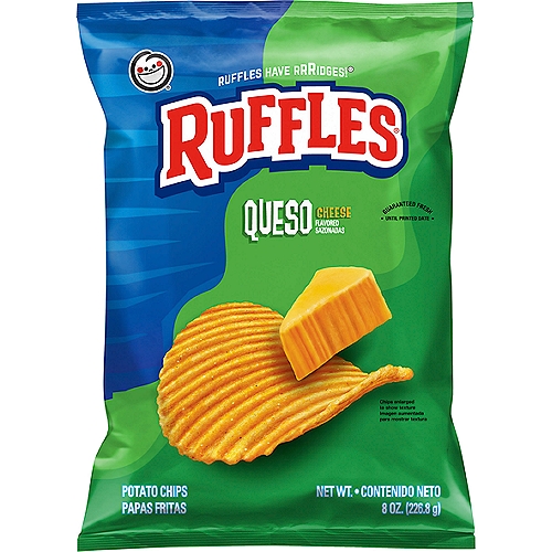 Ruffles Queso Cheese Flavored Potato Chips, 8 oz
