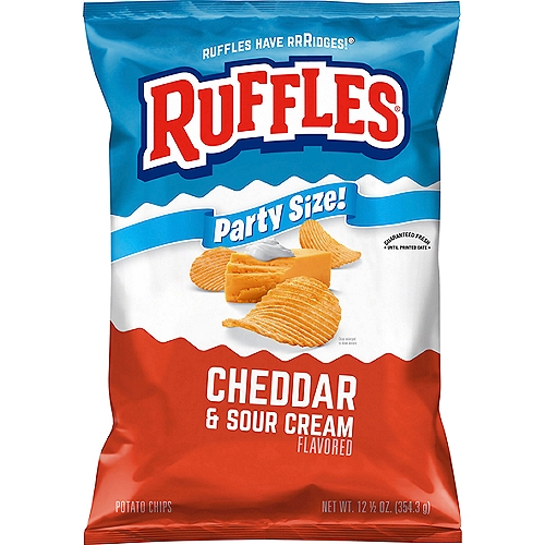 Ruffles Cheddar & Sour Cream Flavored Potato Chips Party Size, 12 1/2 oz