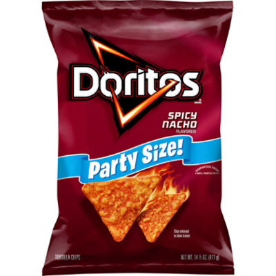 Doritos Spicy Nacho Flavored Tortilla Chips Party Size!, 14 1/2 oz, 14.5 Ounce