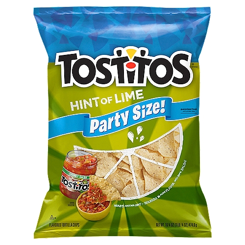 Tostitos Hint of Lime Flavored Tortilla Chips, Party Size, 16 3/4 oz, 16.75 oz