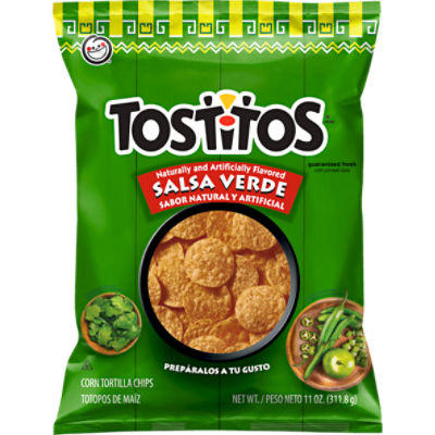 Tostitos Corn Tortilla Chips, Salsa Verde Naturally And Artificially Flavored, 11 Oz