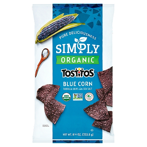 Tostitos Simply Organic Tortilla Chips Blue Corn With Sea Salt 8.25 Oz