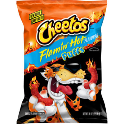 Cheetos Puffs Cheese Flavored Snacks, Flamin' Hot Flavored, 8 Oz, 8 Ounce