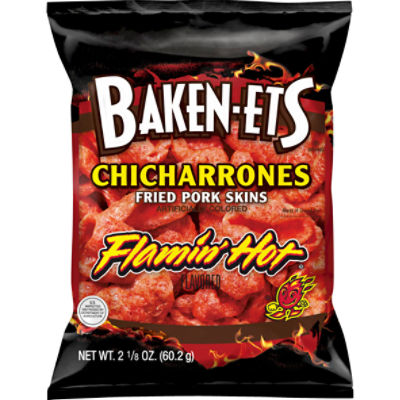 Baken-Ets Flamin' Hot Chicharrones Flavored Fried Pork Skins, 2 1/8 oz