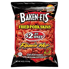 Baken-Ets Chicharrones Flavored Fried Pork Skins Flamin' Hot, 4 Ounce