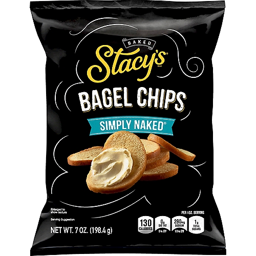 Stacy's Baked Simply Naked Bagel Chips, 7 oz
Seasoned simply with nothing but sea salt, these bagel chips are a tasty anytime snack.