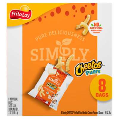Cheetos Simply Puffs Cheese Flavored Snacks White Cheddar 7/8 Oz 8 Count