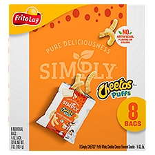Cheetos Simply Puffs Cheese Flavored Snacks White Cheddar 7/8 Oz 8 Count, 7 Ounce